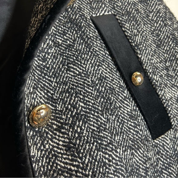 Classic Old Money Preppy Talbots XL Black White Textured Winter Fall Coat Gold - Picture 16 of 16
